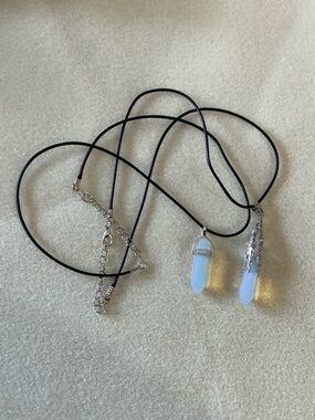 Opalite Pendant Necklace with Black Cord - Set of Two